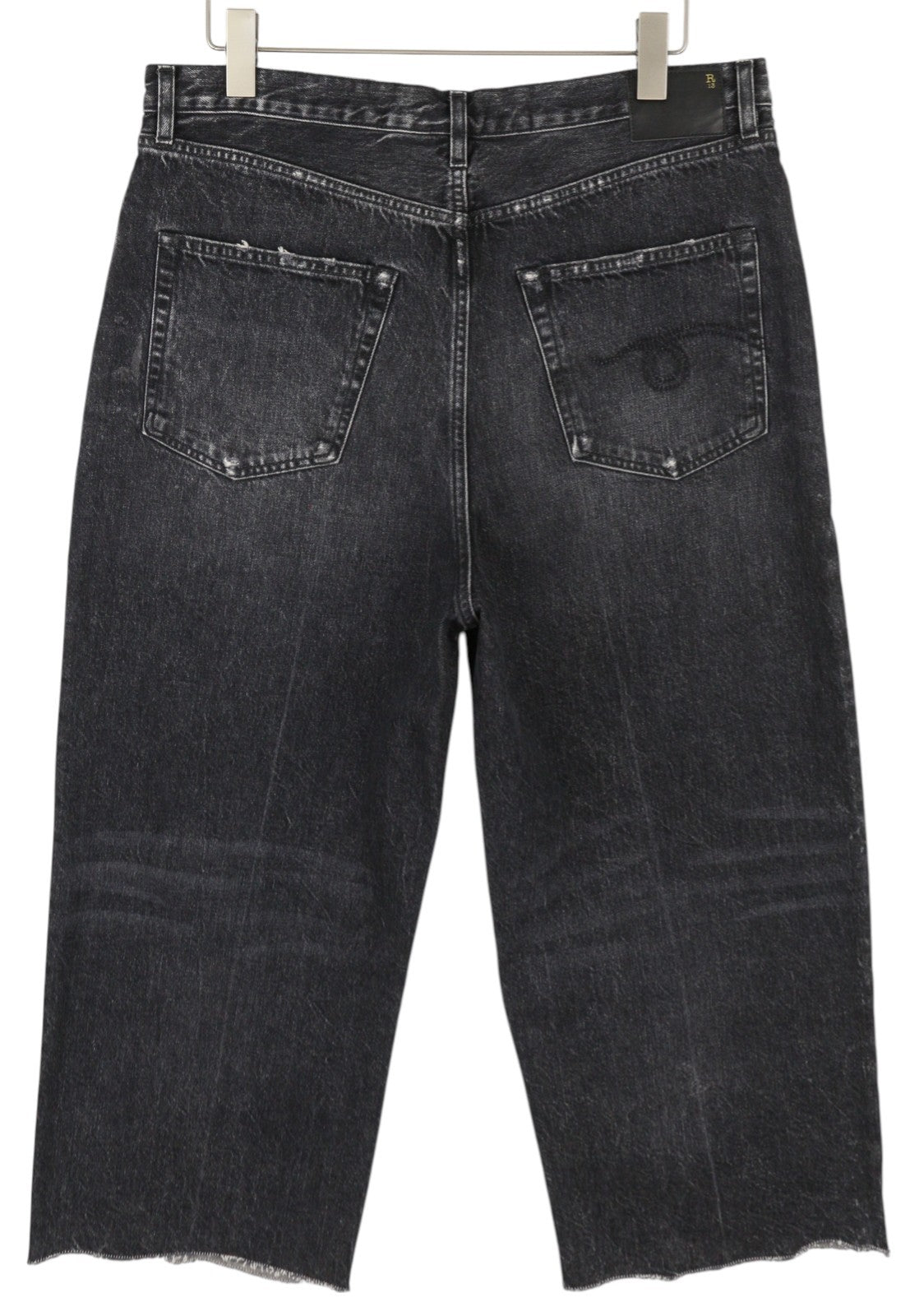 R13 Ankled D'Arcy Women Jeans 31 Everit Black Distressed Straight Denim