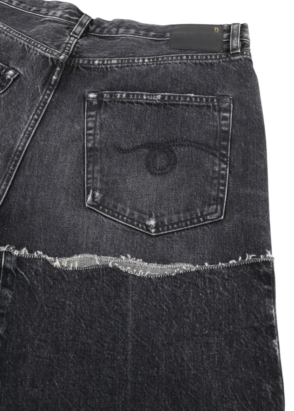 R13 Ankled D'Arcy Women Jeans 31 Everit Black Distressed Straight Denim