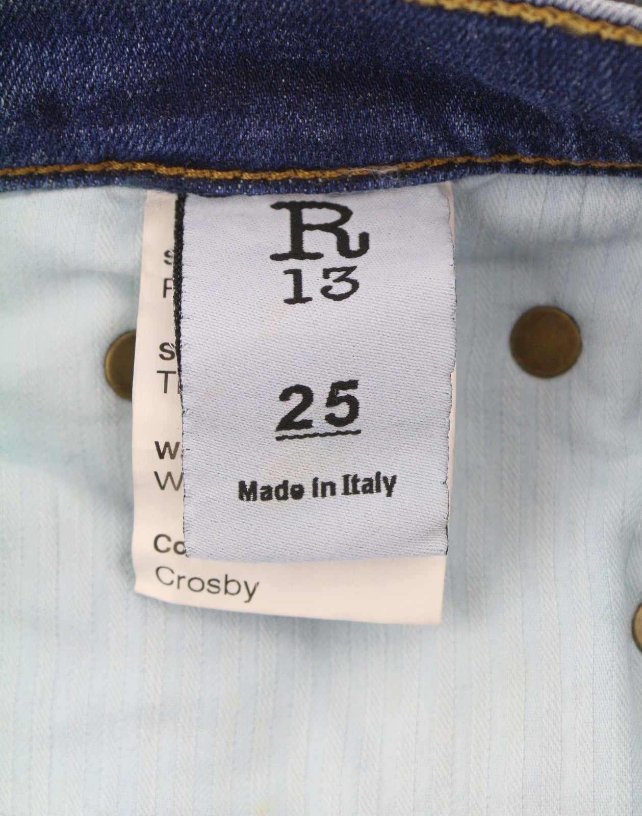 R13 The Drop Women Jeans 25 Crosby Faded Dirty Cropped Denim RRP440