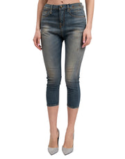 R13 The Drop Women Jeans 24 Crosby Washed Dirty Look Crop Denim RRP440