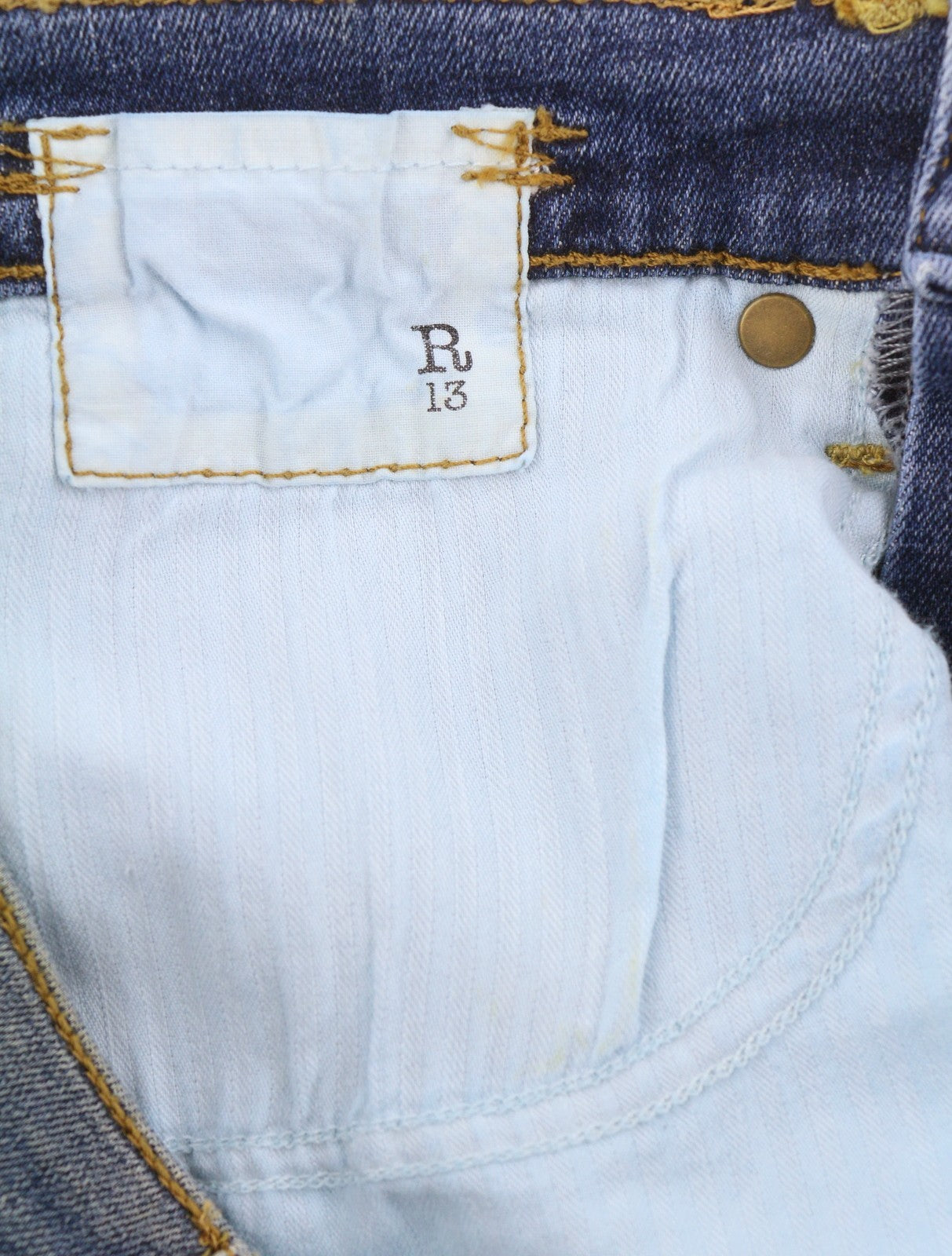 R13 The Drop Women Jeans 24 Crosby Washed Dirty Look Crop Denim RRP440
