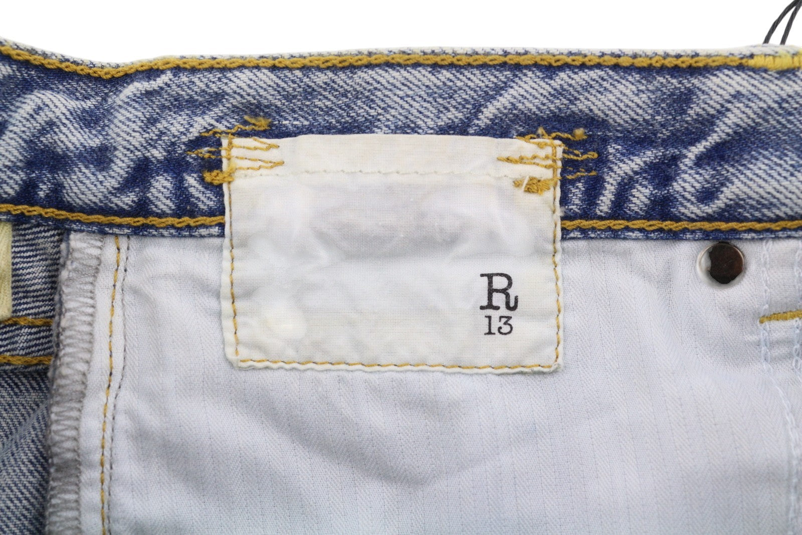 R13 Camille Women Jeans 27 Leyton Blue Distressed Cropped Ankle Denim