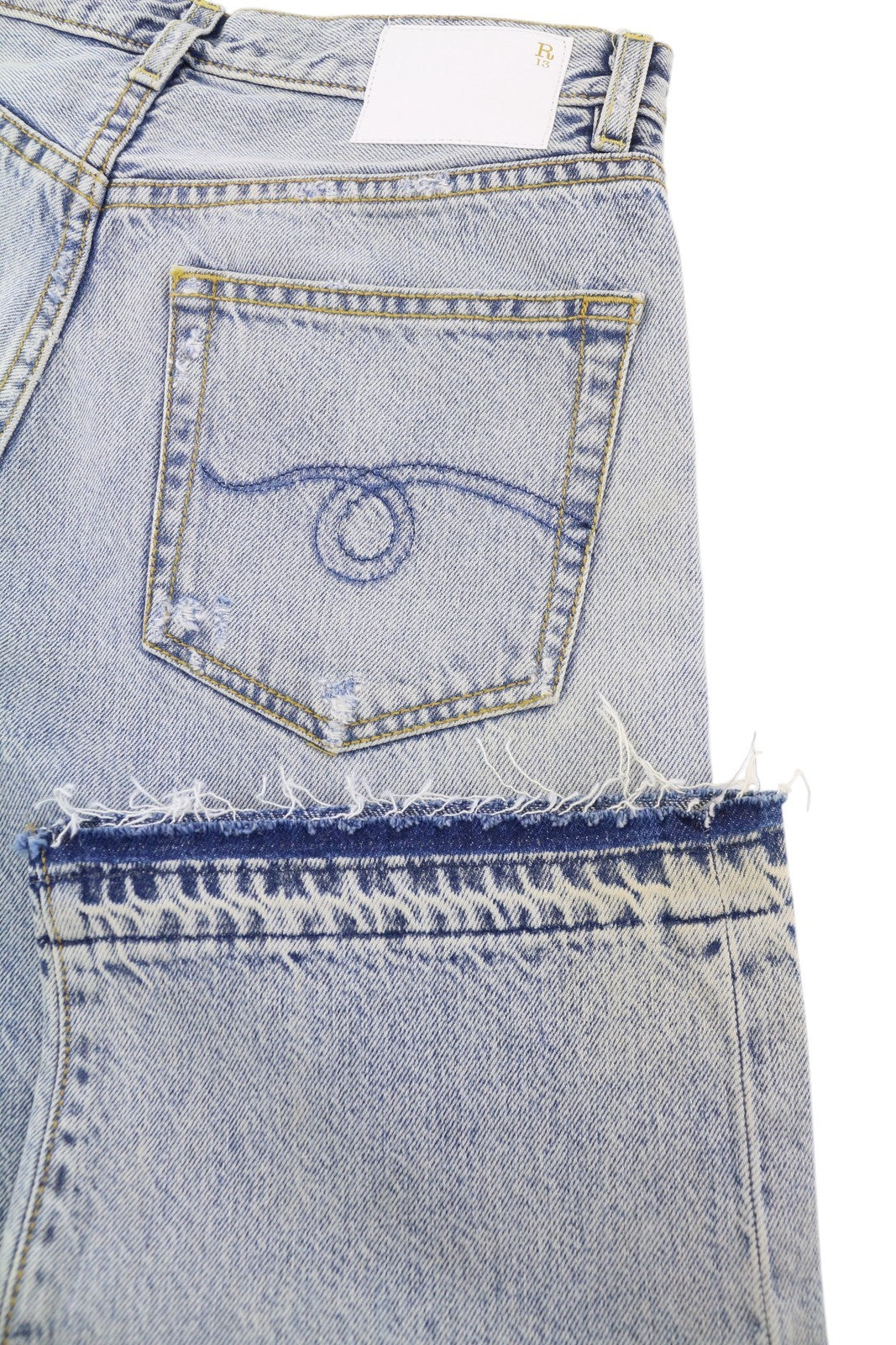 R13 Camille Women Jeans 27 Leyton Blue Distressed Cropped Ankle Denim