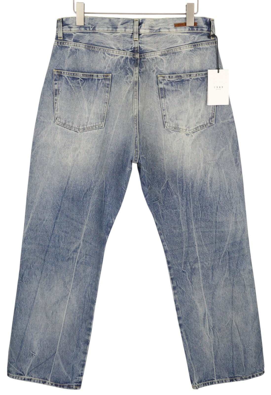 1989 STUDIO Men Jeans W33 Blue Faded Distress Ripped Straight Denim