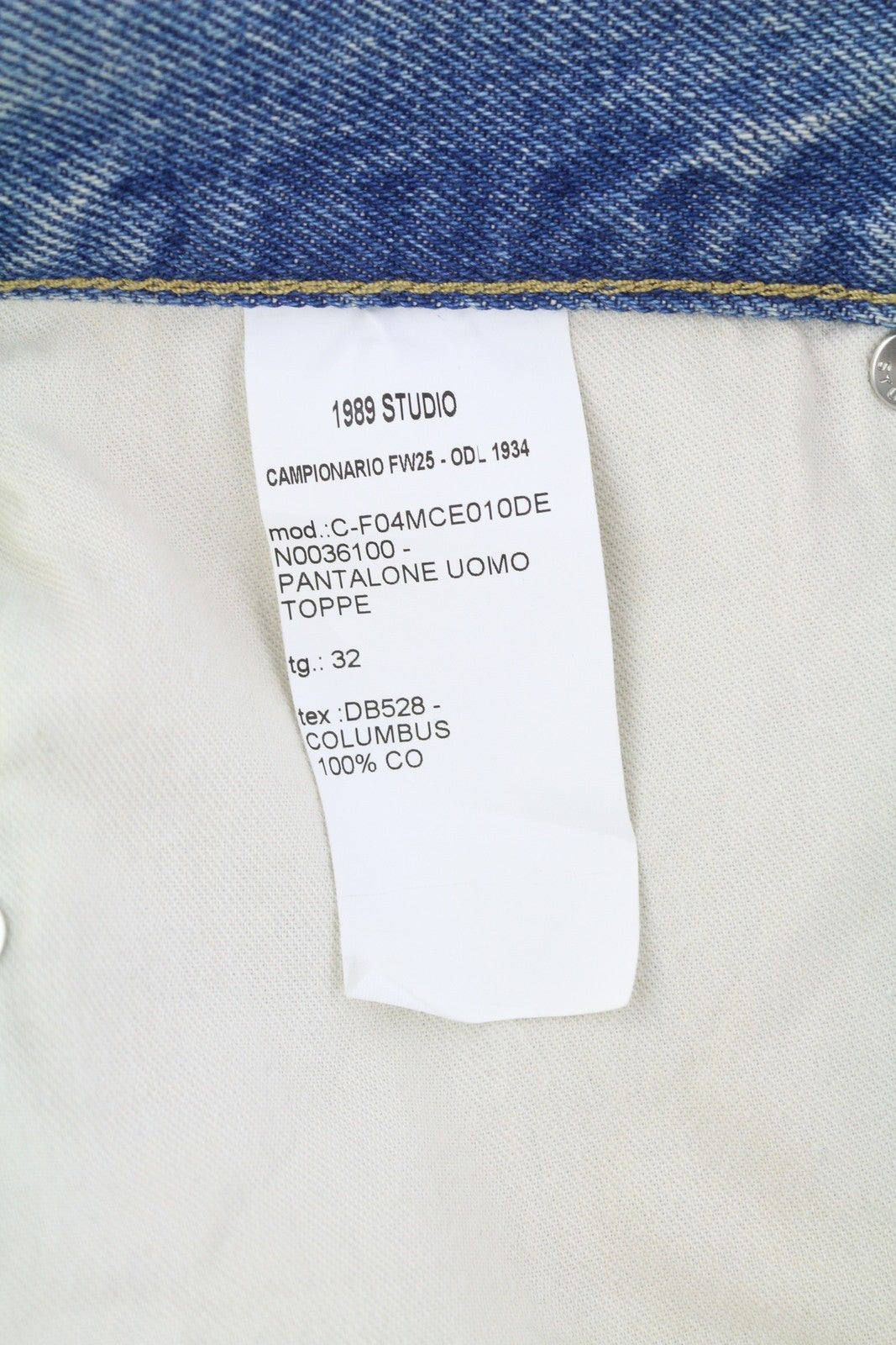 1989 STUDIO Men Jeans W32 Blue Whiskered Tapered Knee Patch FW25