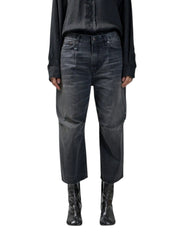 R13 Crop Wide Leg Women Jeans 25 Wilson Black Faded PF25 RRP695