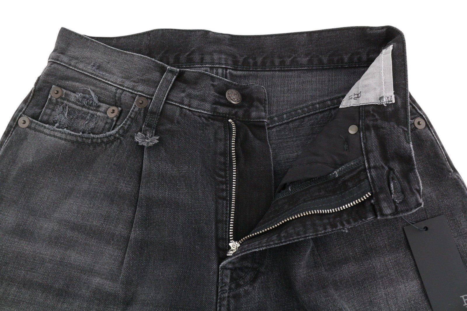 R13 Crop Wide Leg Women Jeans 25 Wilson Black Faded PF25 RRP695