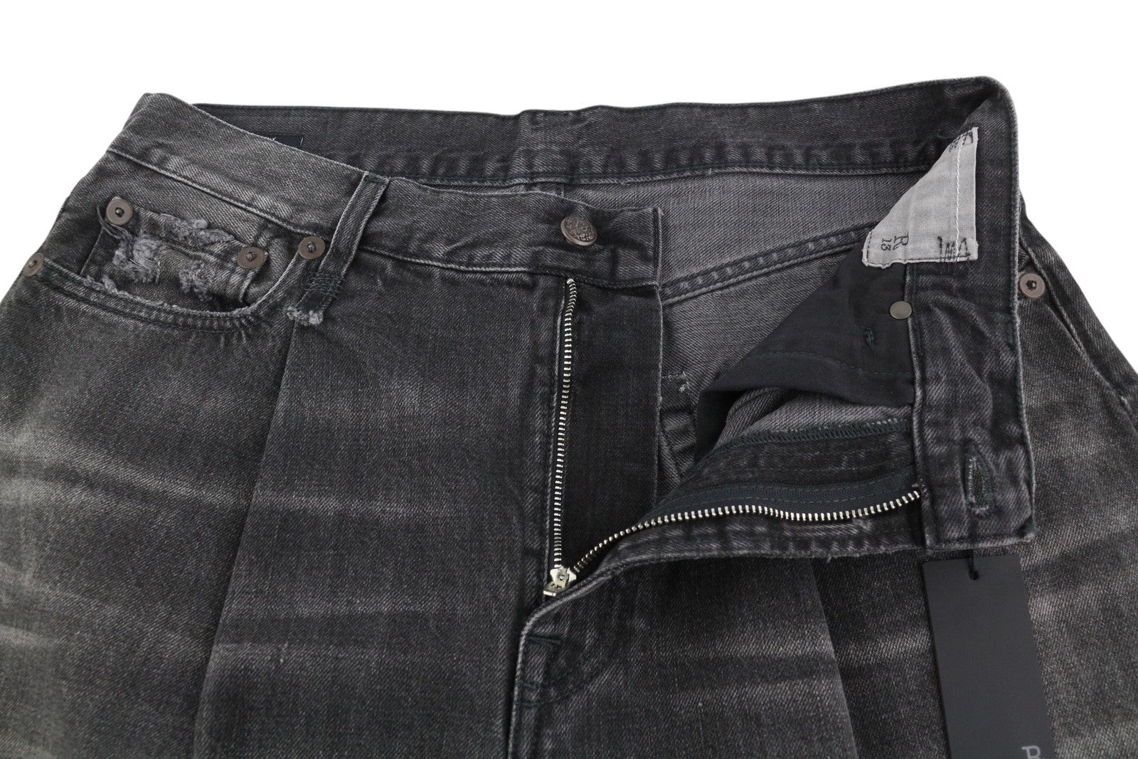 R13 Crop Wide Leg Women Jeans 30 Wilson Black Faded PS25 RRP695