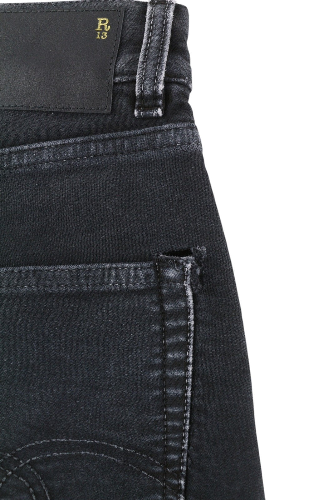 R13 X-BF Women Jeans 27 Black Moleskin Cropped Zip Fly FW25