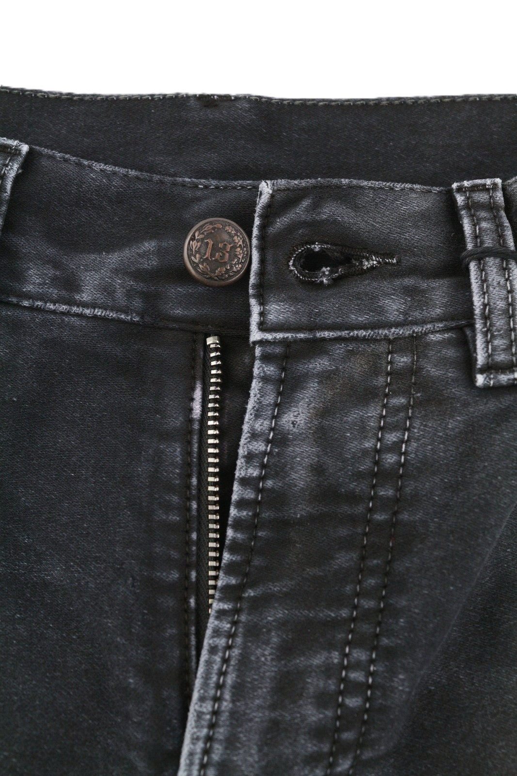 R13 X-BF Women Jeans 23 Black Moleskin Cropped Zip FW25