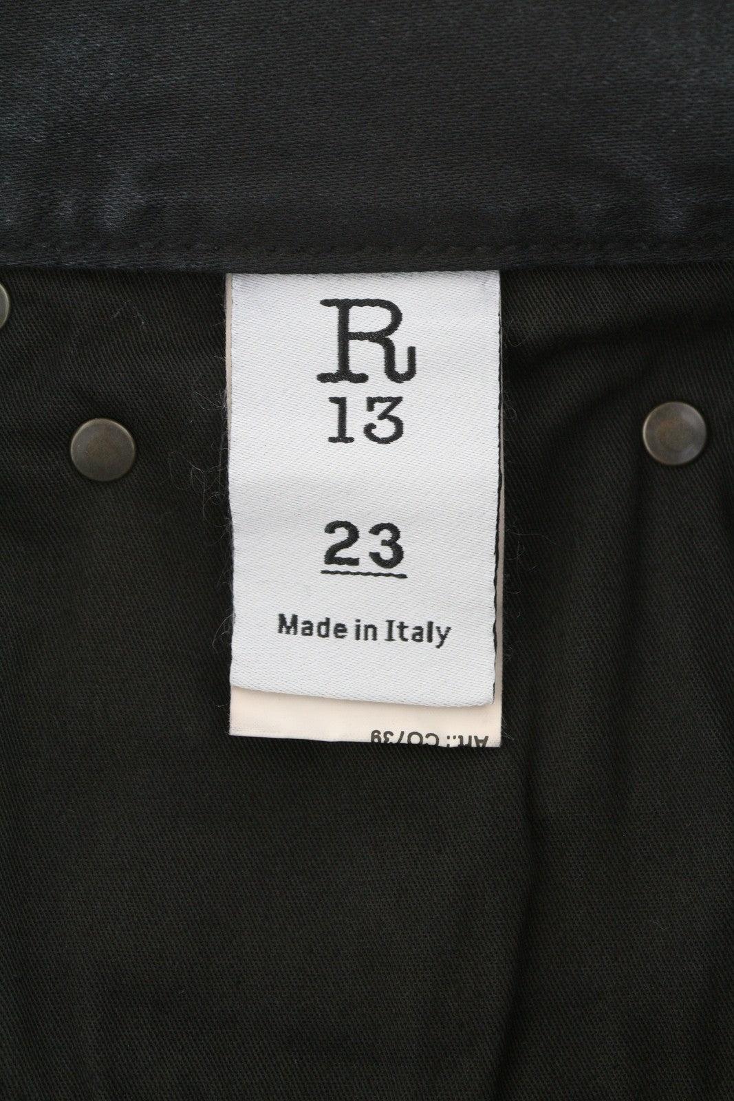 R13 X-BF Women Jeans 23 Black Moleskin Cropped Zip FW25