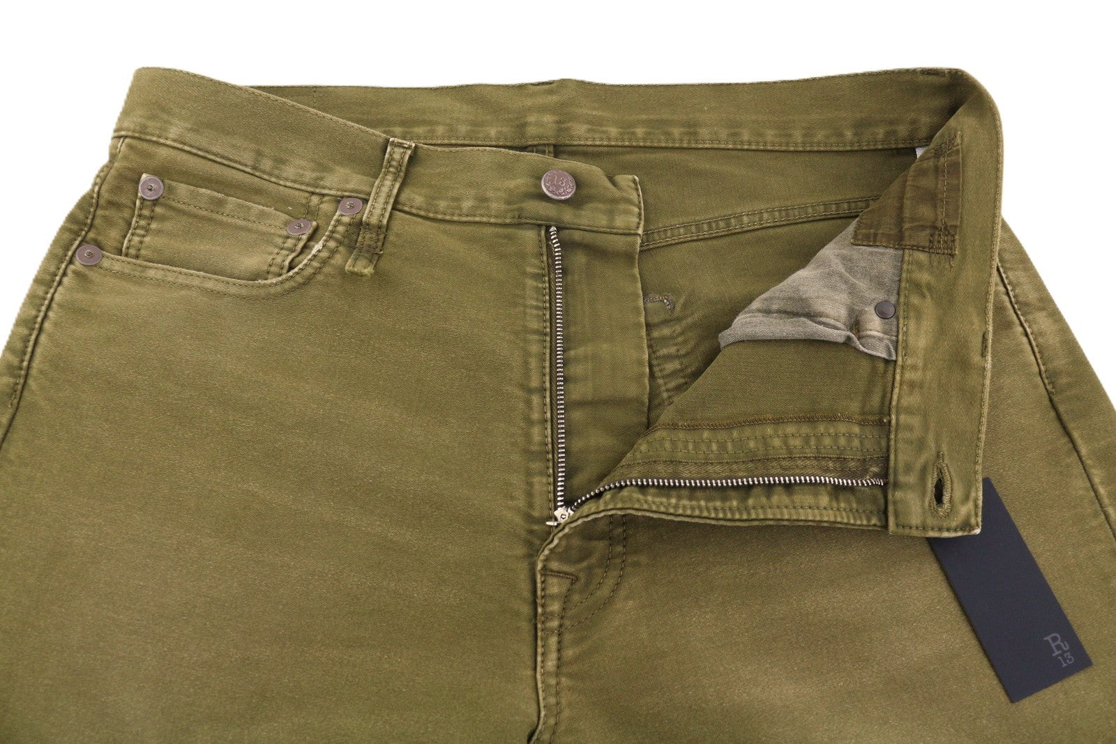 R13 Boyfriend Women Jeans 30 Olive Moleskin Cropped FW25