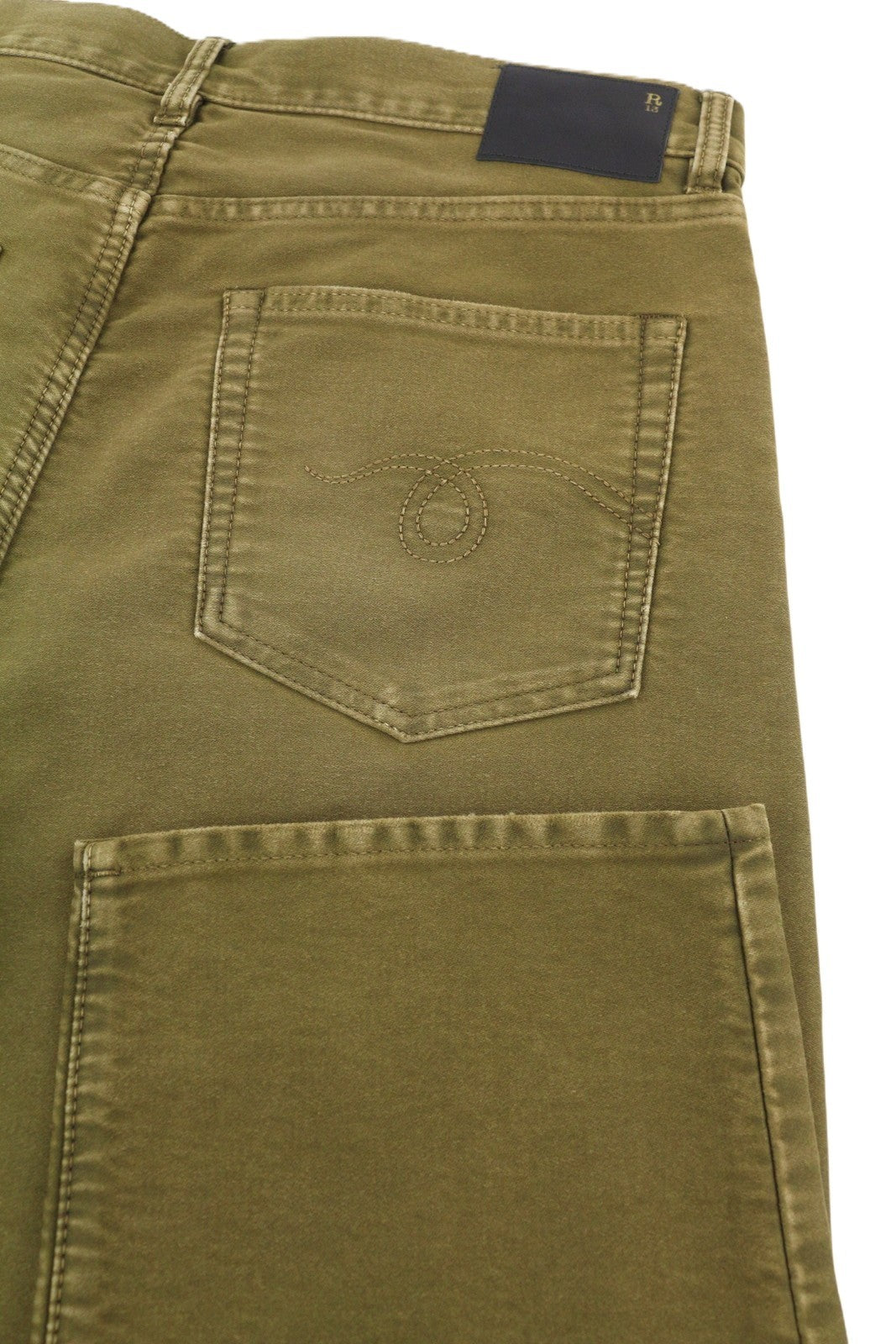 R13 Boyfriend Women Jeans 30 Olive Moleskin Cropped FW25