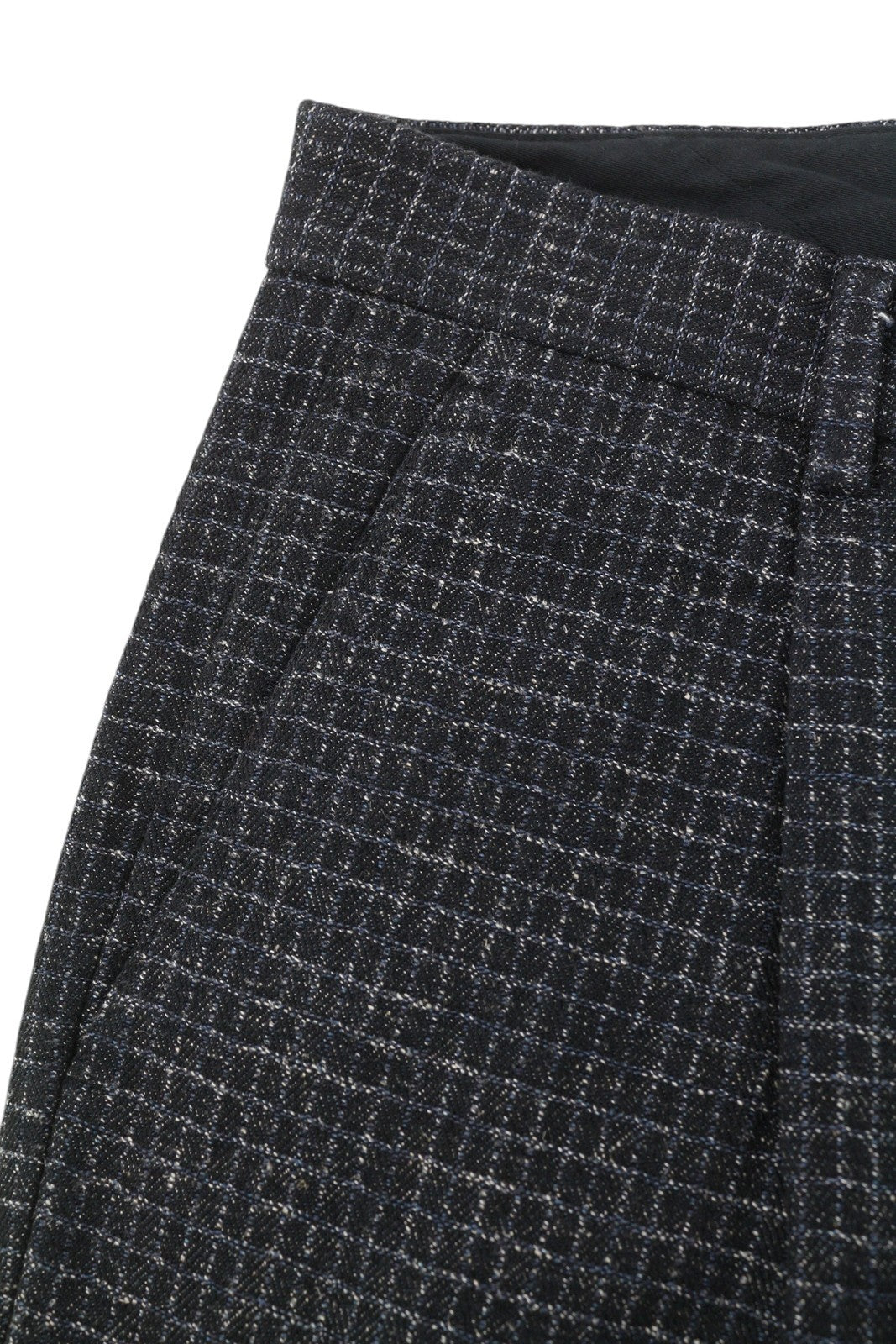 MOSCHINO Women Trousers 48 Black Textured Check Pleated