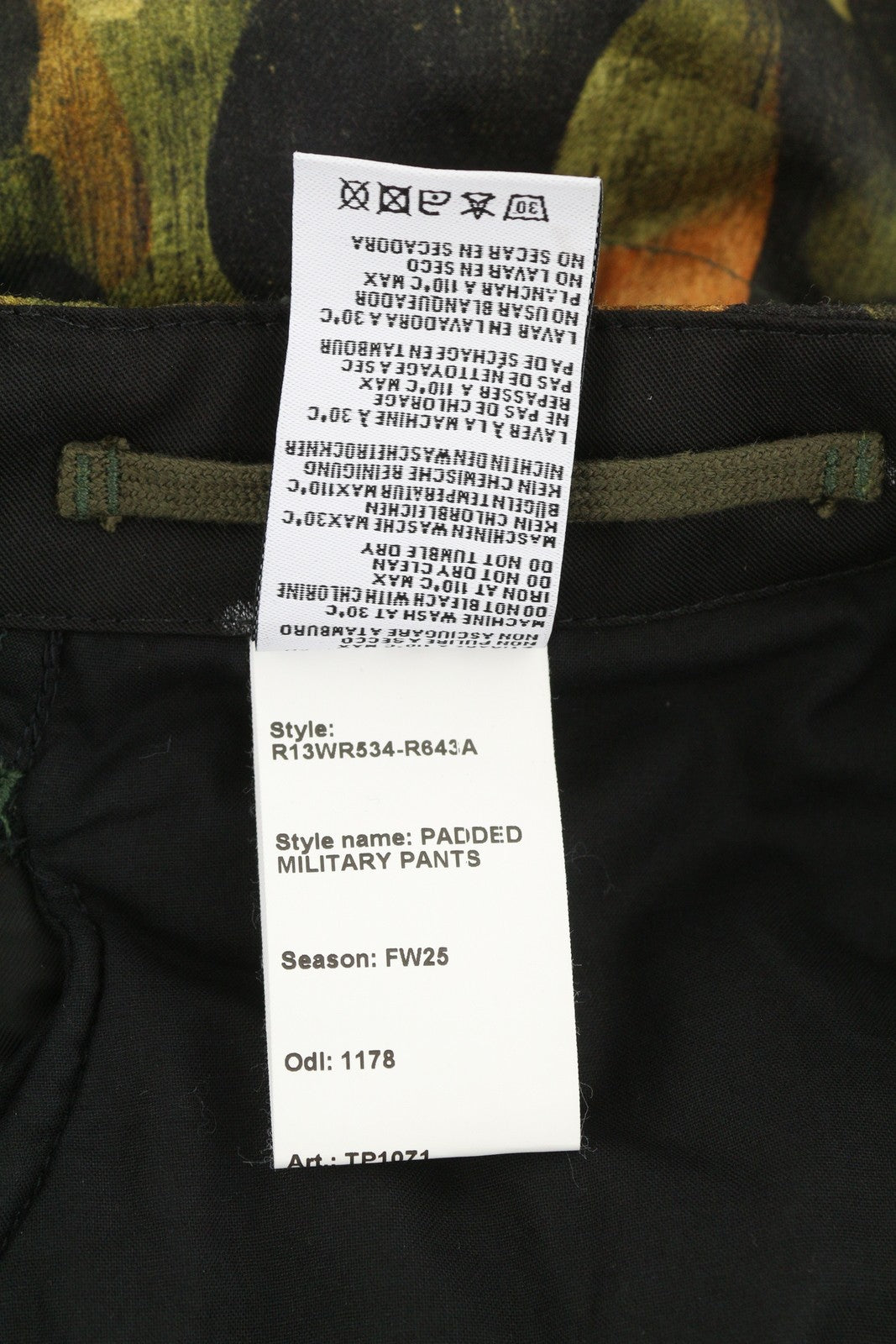 R13 Padded Military Women Trousers 28 Wool Silk FW25