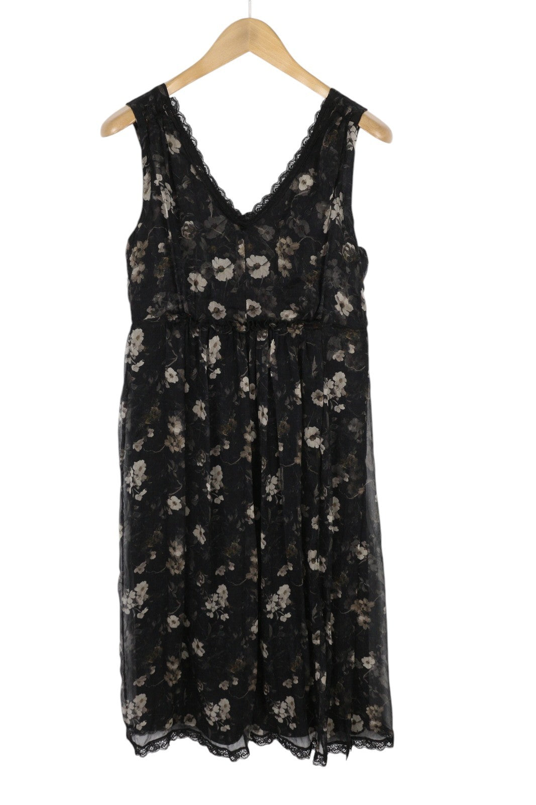 R13 Sleeveless V-Neck Midi Women Dress M Black Silk PF25 RRP1075