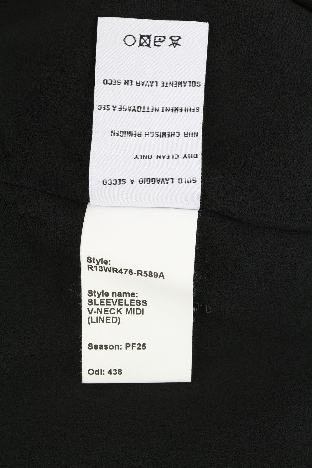 R13 Sleeveless V-Neck Midi Women Dress M Black Silk PF25 RRP1075