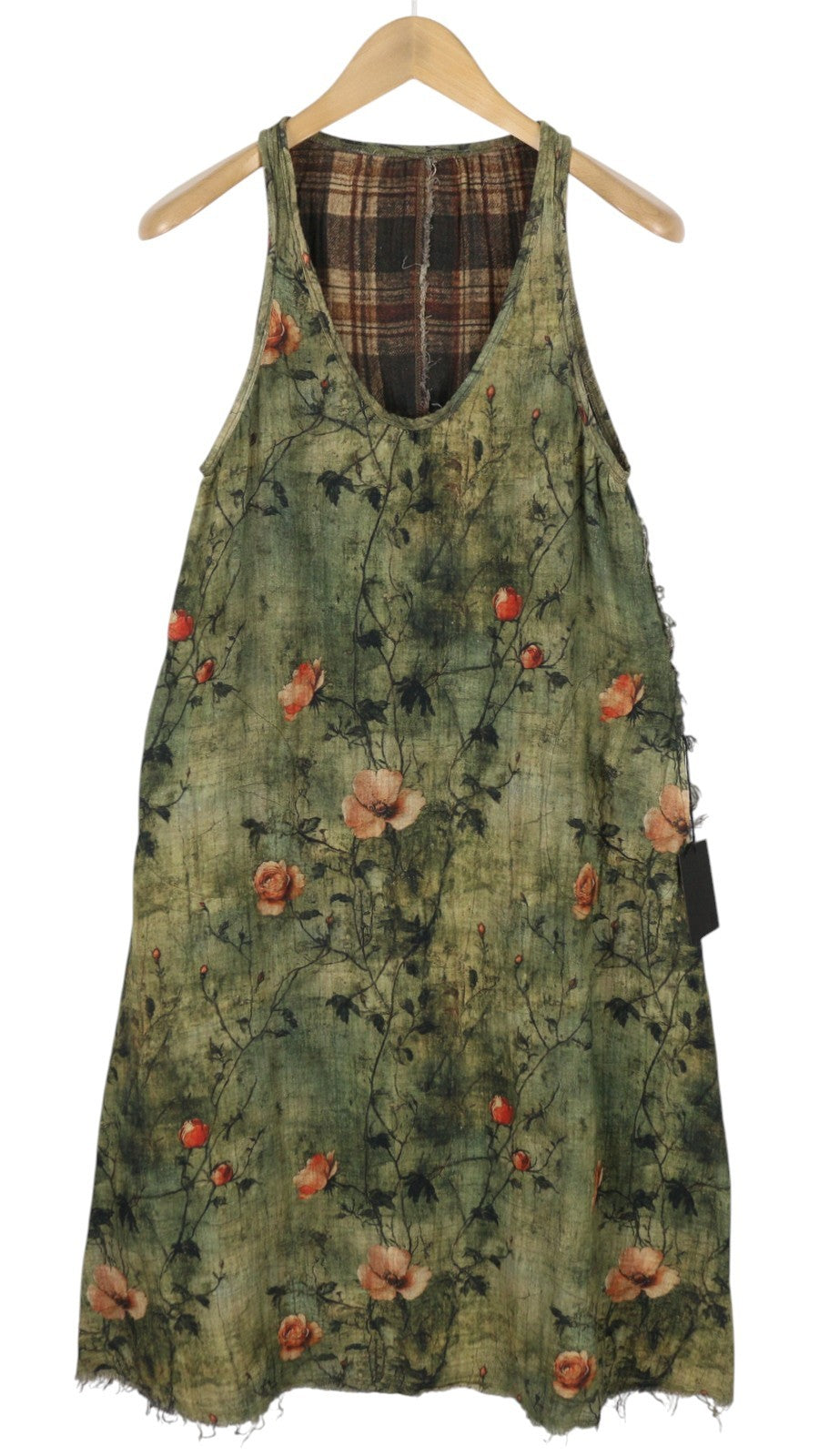 R13 Reversible Tank Women Dress S Patterned Midi PF25 RRP999