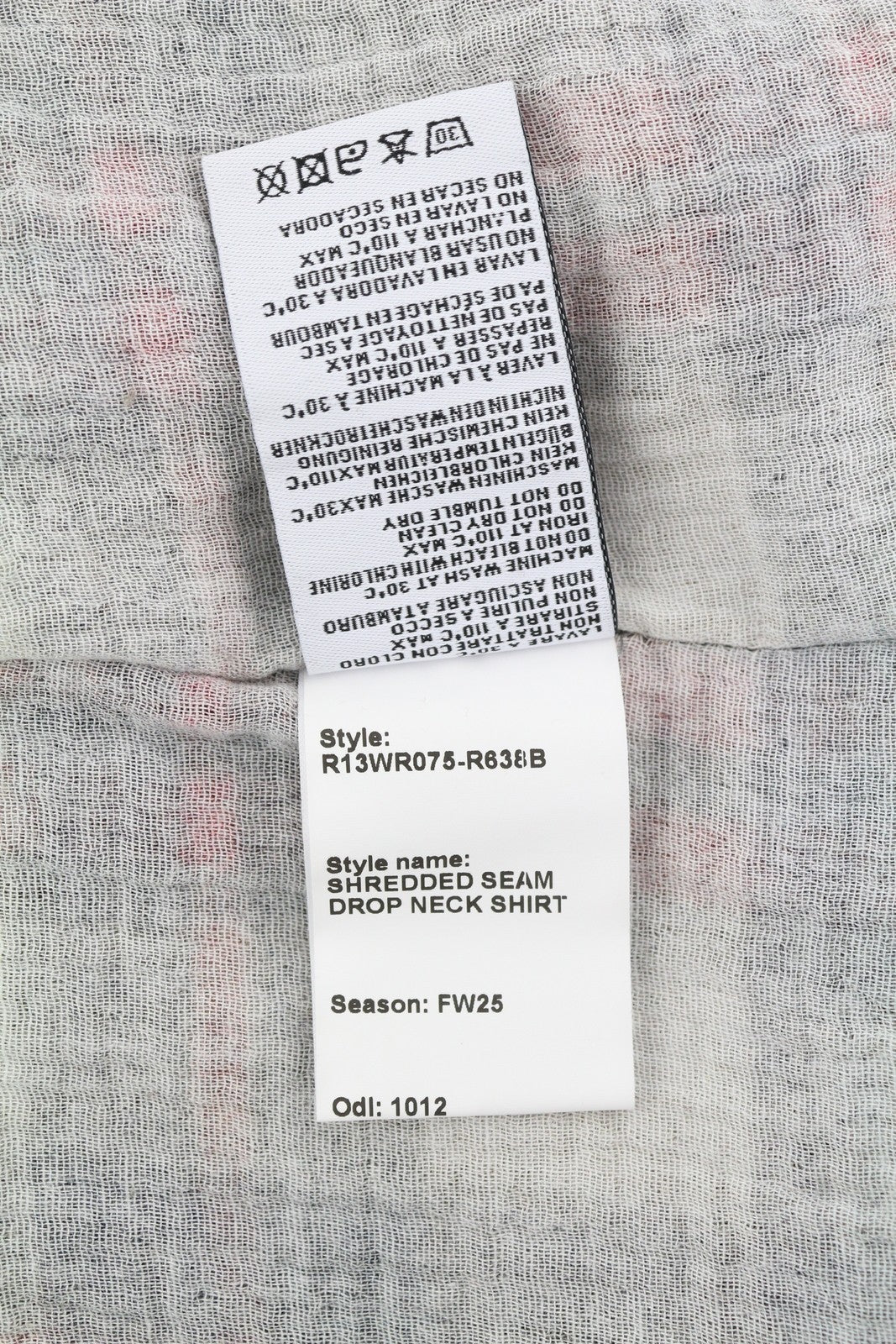 R13 Shredded Seam Drop Neck Women Shirt XL Plaid FW25 RRP945