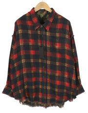 R13 Reversible Drop Neck Women Shirt S Red Plaid FW25 RRP1045