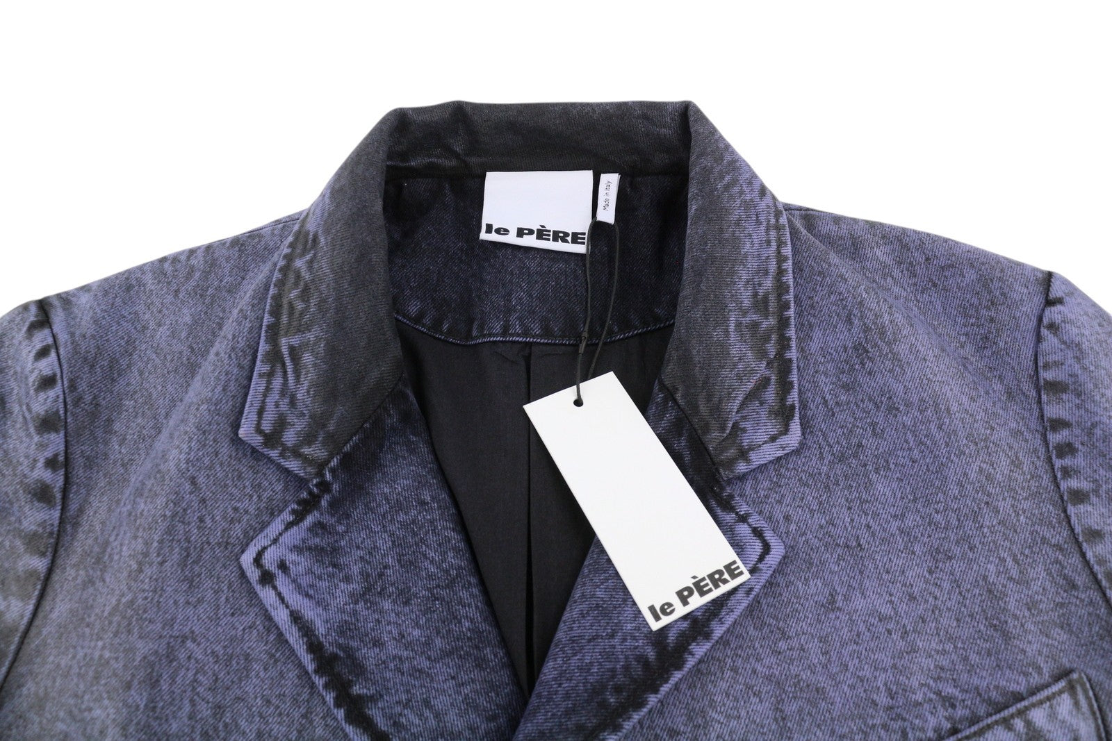 LE PERE Denim Men Blazer S Purple Waxed Single Breasted