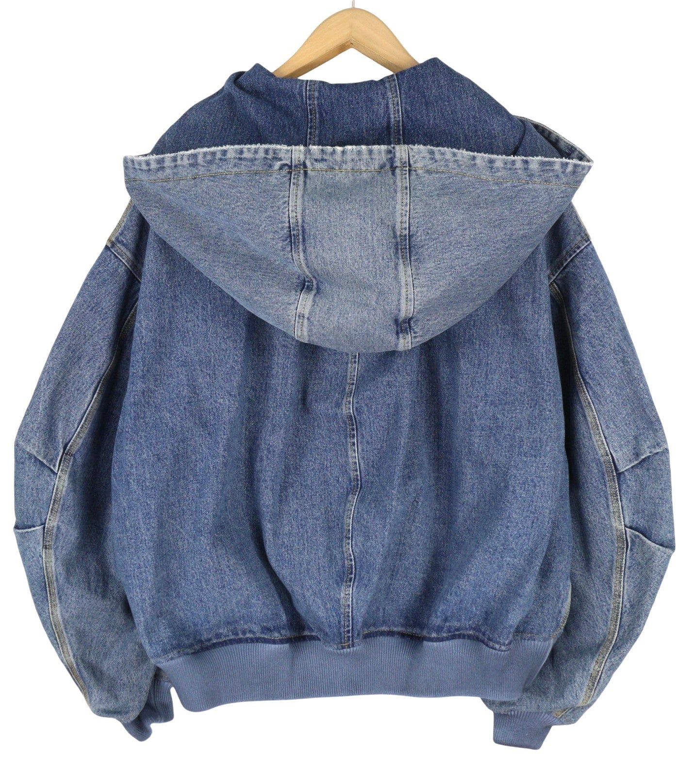 THE ATTICO Women Jacket 42 Blue Denim Bomber Hooded RRP1550