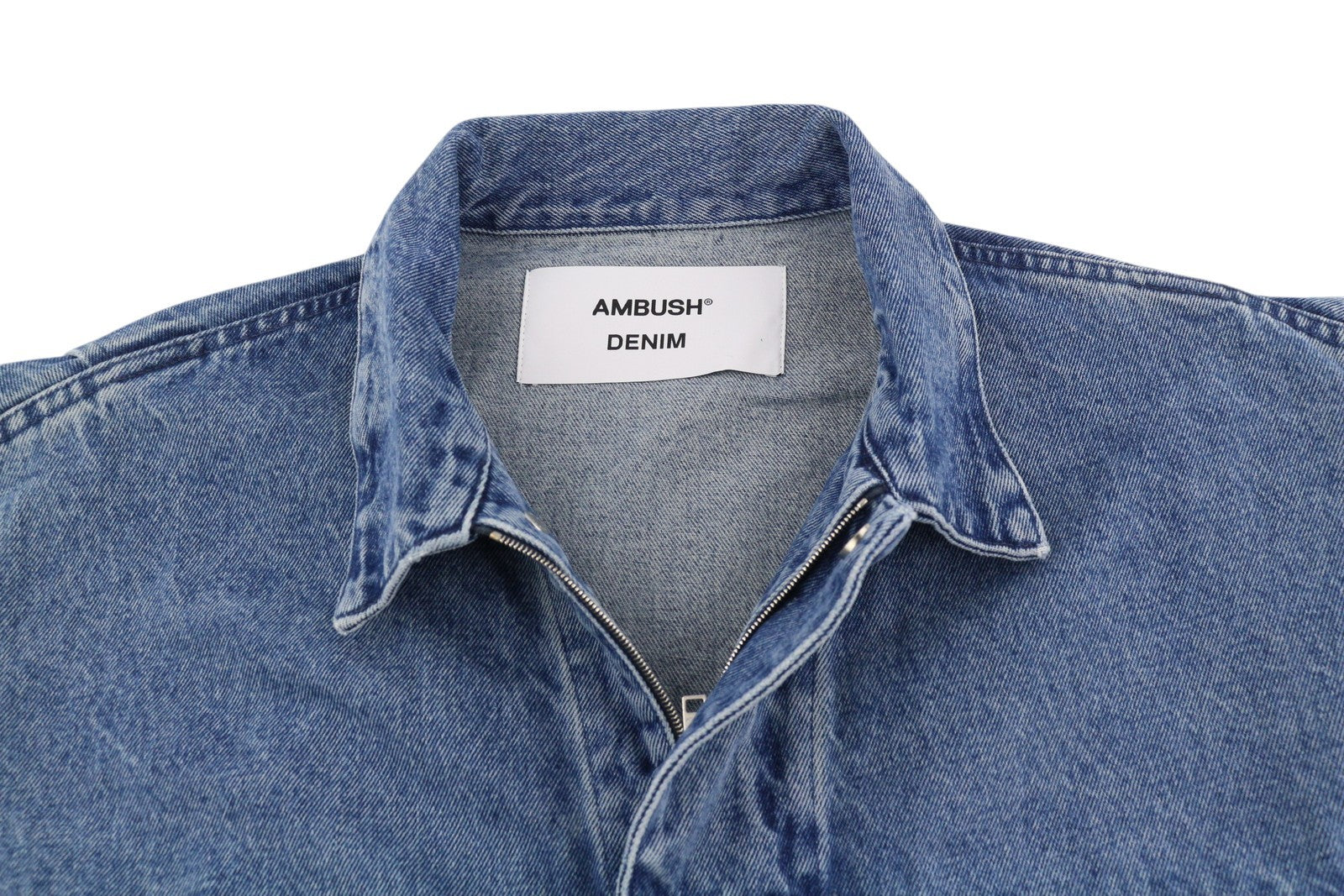 AMBUSH Men Oversized Jeans Jacket L Blue Patch Pockets Loose