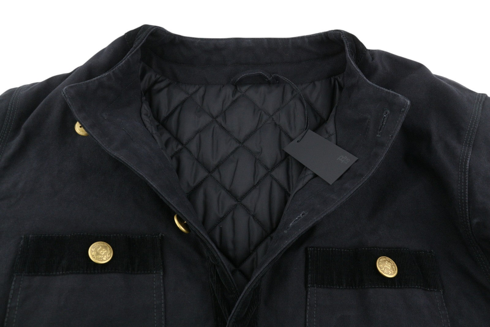 R13 Cord Trimmed Chore Women Jacket M Black Insulated RRP1950