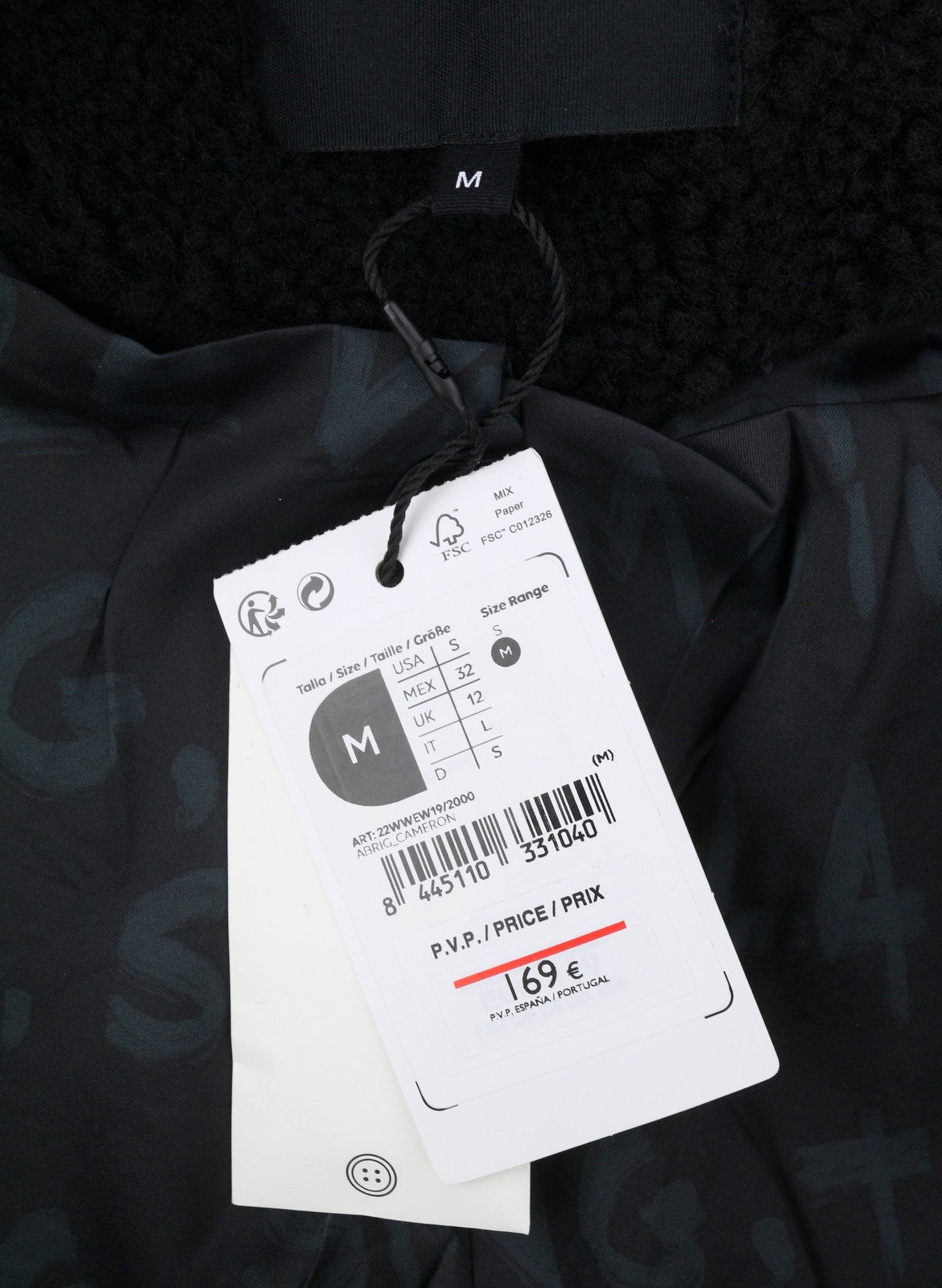 DESIGUAL Abrig Cameron Women Waistcoat M Black Wool Blend Fluffy Double Breasted