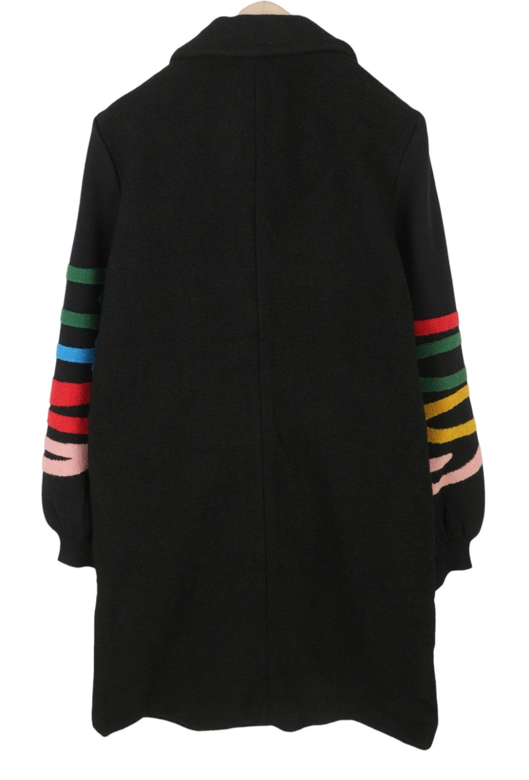 DESIGUAL Abric Estonia Women Coat XL Black Wool Blend Notch Lapel Mid-Length