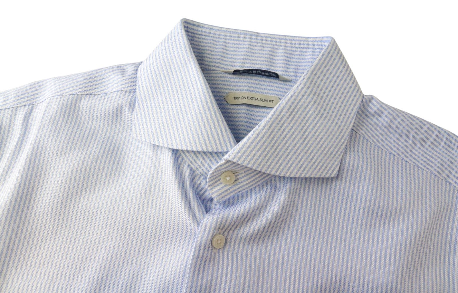 SUITSUPPLY Try On Extra Slim Men Shirt 42 Blue Pinstripe