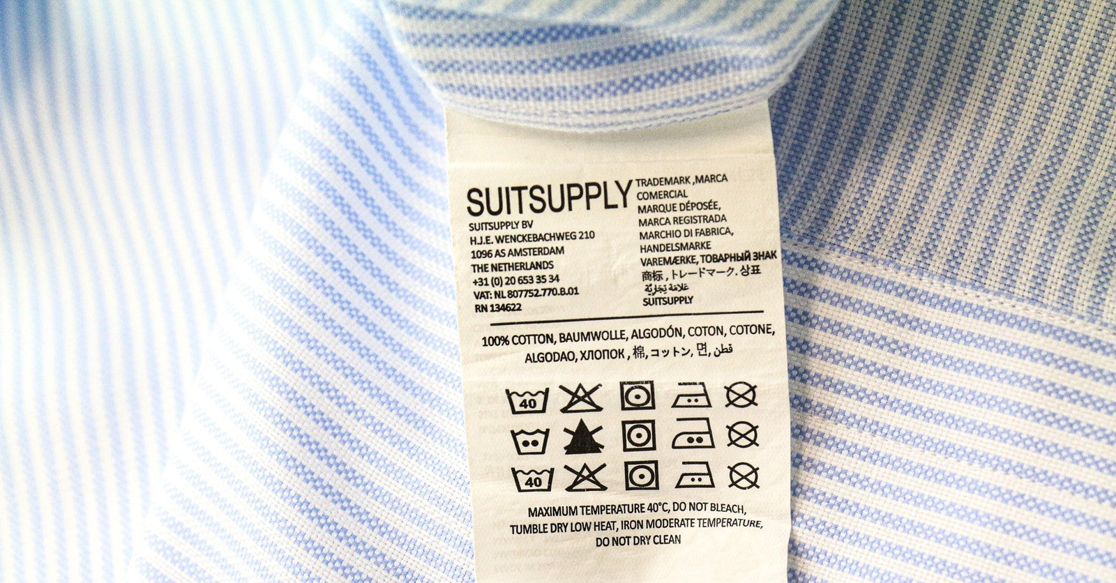 SUITSUPPLY Try On Extra Slim Men Shirt 42 Blue Pinstripe