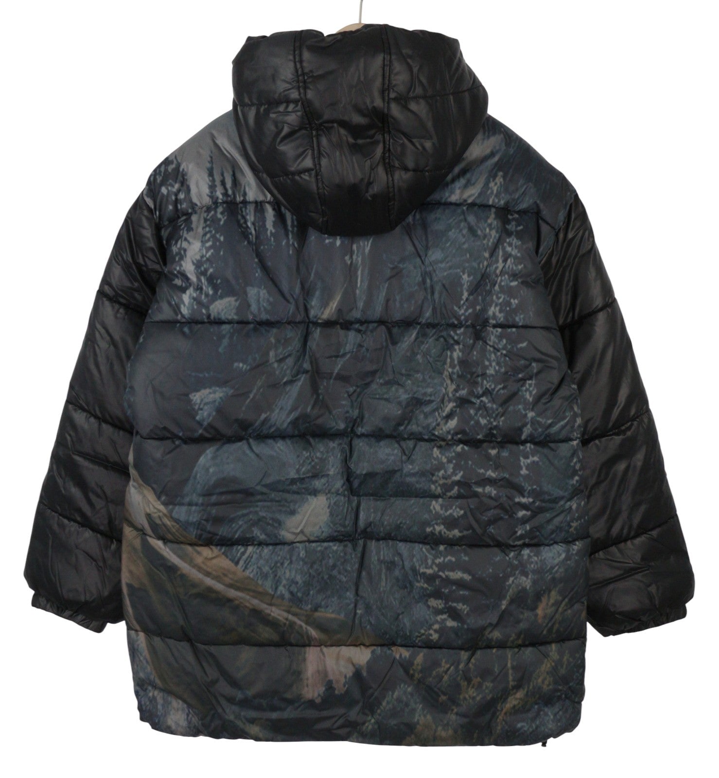 DESIGUAL Chaq Bowie Men Jacket M Black Oversized Quilted Padded Hooded Unisex