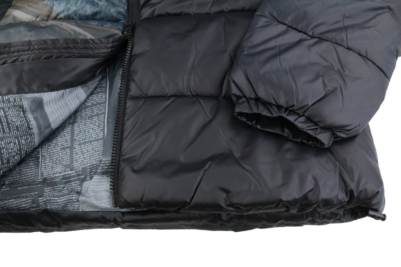 DESIGUAL Chaq Bowie Men Jacket M Black Oversized Quilted Padded Hooded Unisex