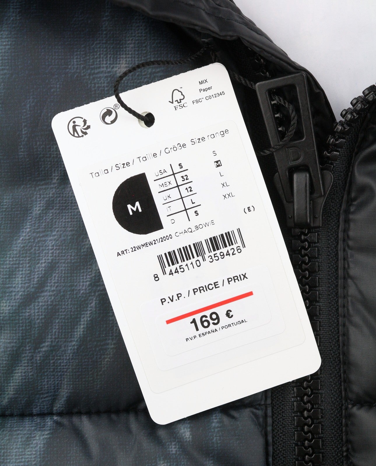 DESIGUAL Chaq Bowie Men Jacket M Black Oversized Quilted Padded Hooded Unisex