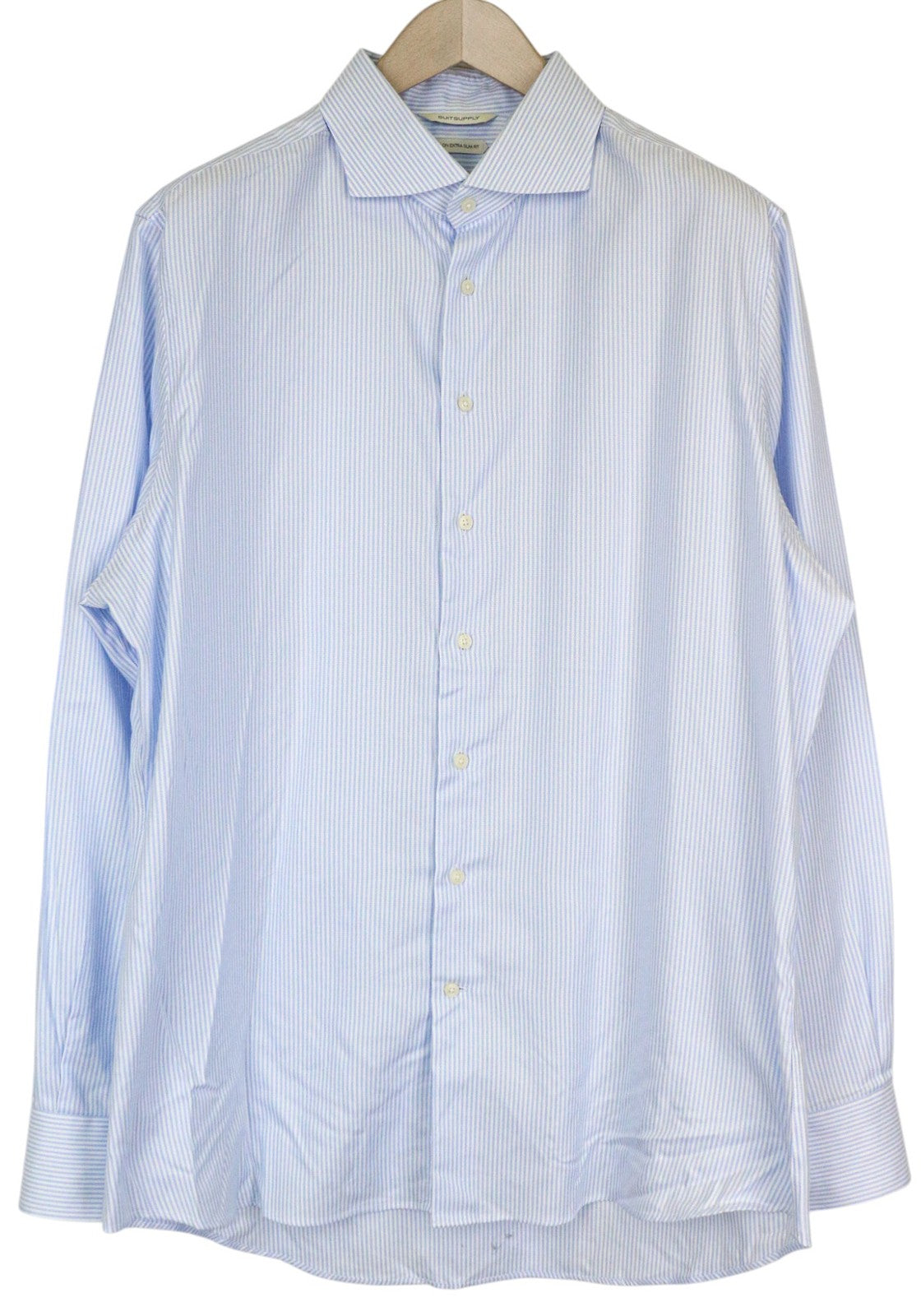 SUITSUPPLY Try On Extra Slim Men Shirt 45 Blue Pinstripe