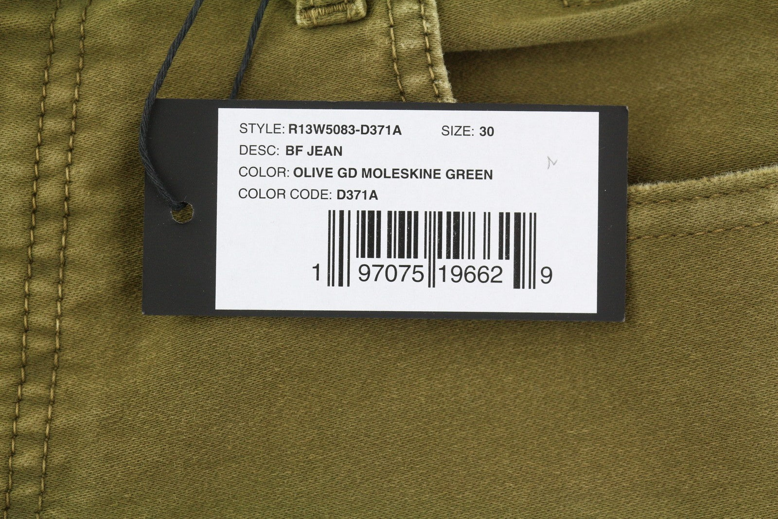 R13 Boyfriend Women Trousers 30 Olive Moleskin FW25