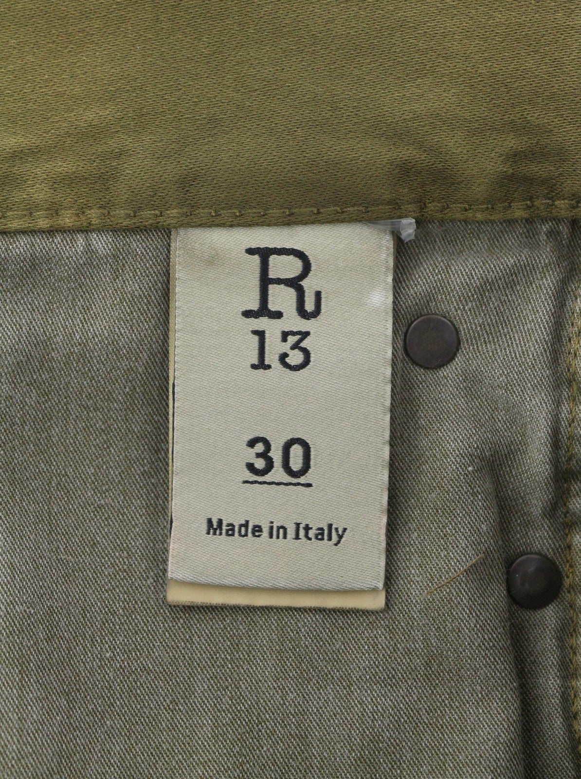 R13 Boyfriend Women Trousers 30 Olive Moleskin FW25
