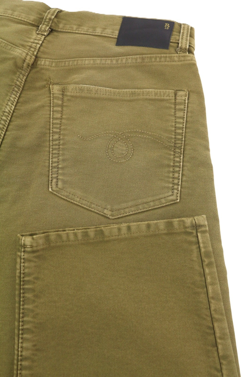 R13 Boyfriend Women Trousers 27 Olive Moleskin FW25