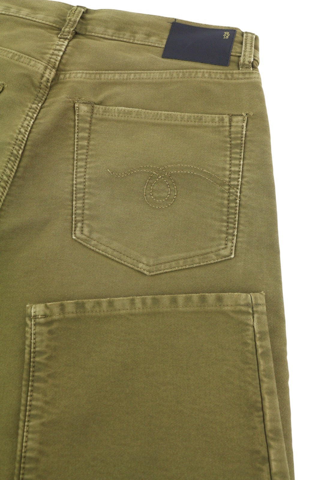 R13 Boyfriend Women Trousers 27 Olive Moleskin Zip FW25