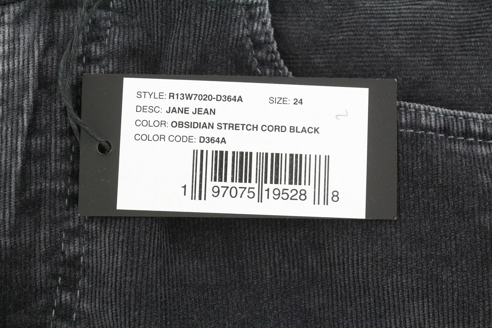 R13 Jane Women Trousers 24 Obsidian Cord FW25 RRP699