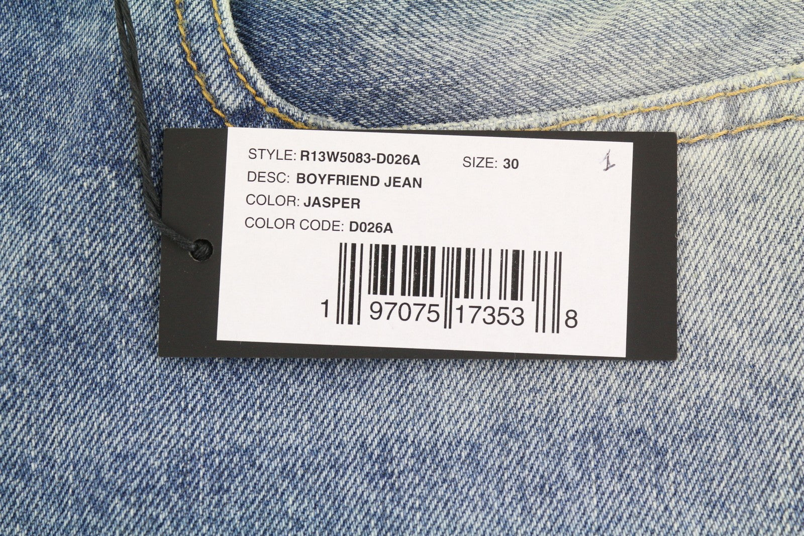 R13 Boyfriend Women Jeans 30 Jasper Whiskers FW25