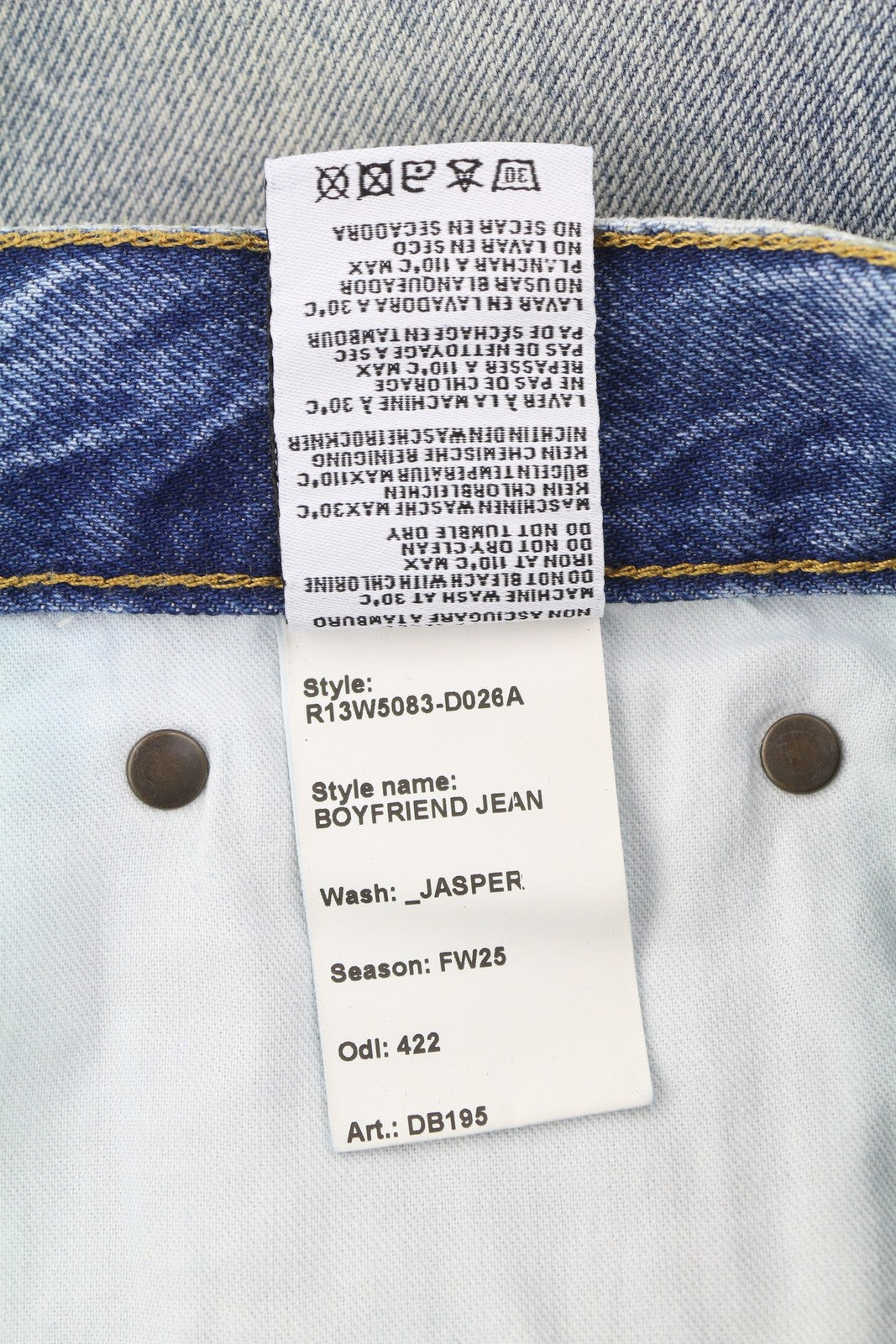 R13 Boyfriend Women Jeans 30 Jasper Whiskers FW25