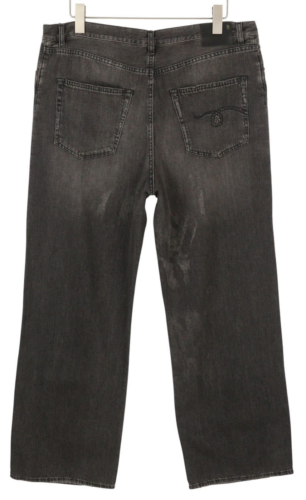 R13 Damon Pleated 29 Women Jeans Ellery Black Whiskers Faded Relaxed Fit