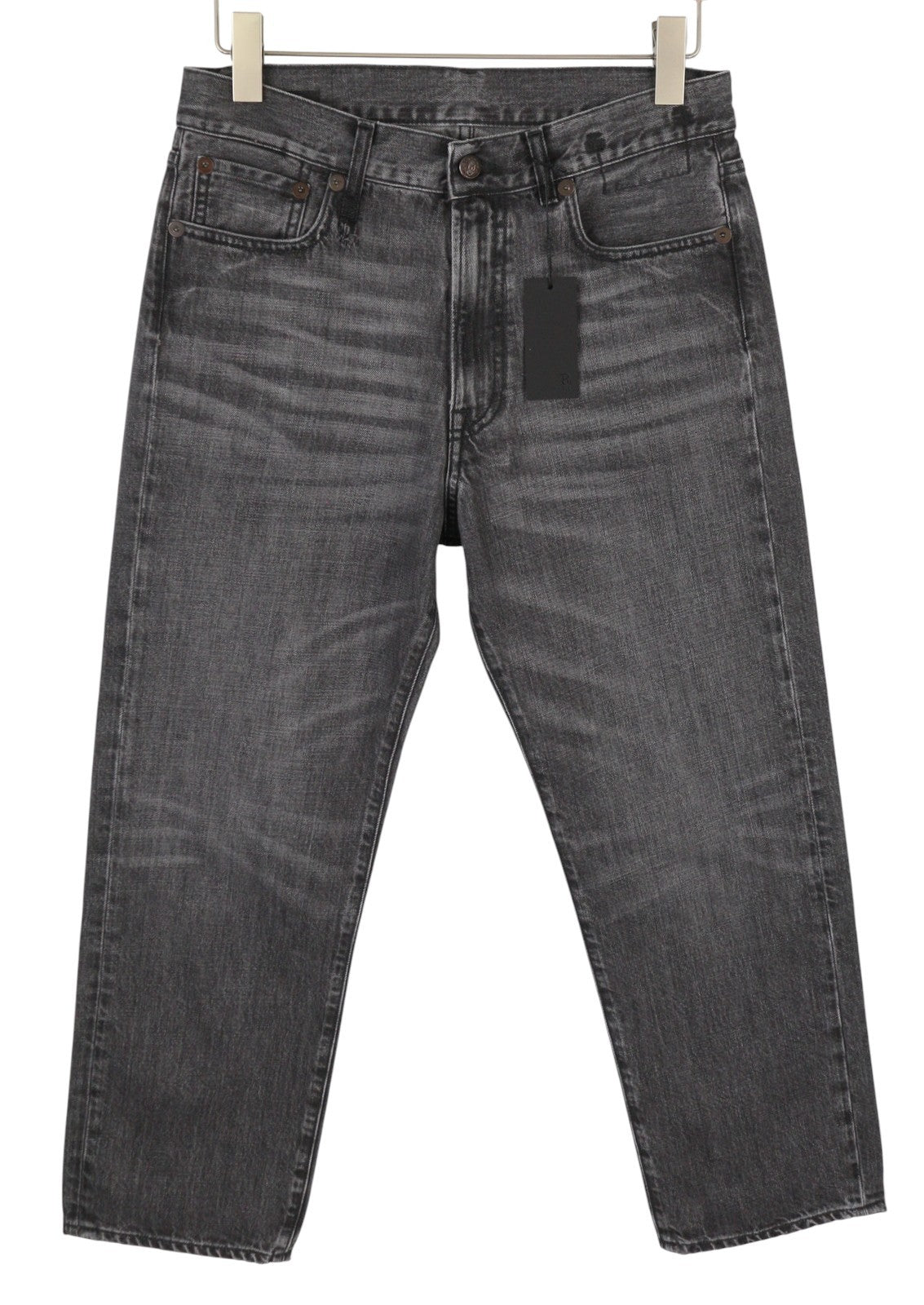 R13 Boyfriend 27 Women Jeans Wilson Black Whiskers Faded Cropped