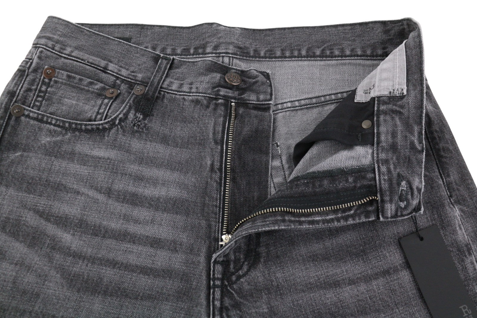 R13 Boyfriend 27 Women Jeans Wilson Black Whiskers Faded Cropped