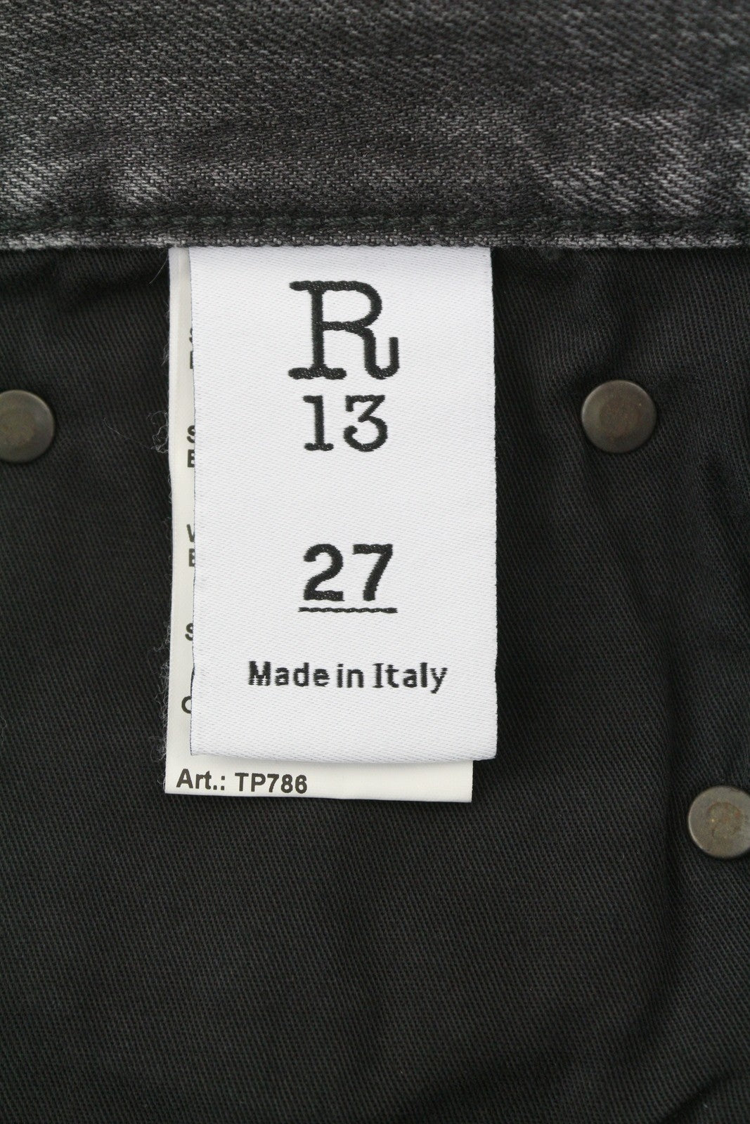 R13 Boyfriend 27 Women Jeans Wilson Black Whiskers Faded Cropped