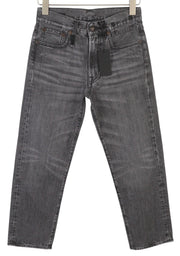 R13 Boyfriend Women Jeans 23 Wilson Black Whiskered Faded Denim Cropped PS25