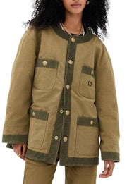 R13 Cord Trimmed Chore Women Jacket S Dusky Tan Canvas Relaxed FW25 RRP1699