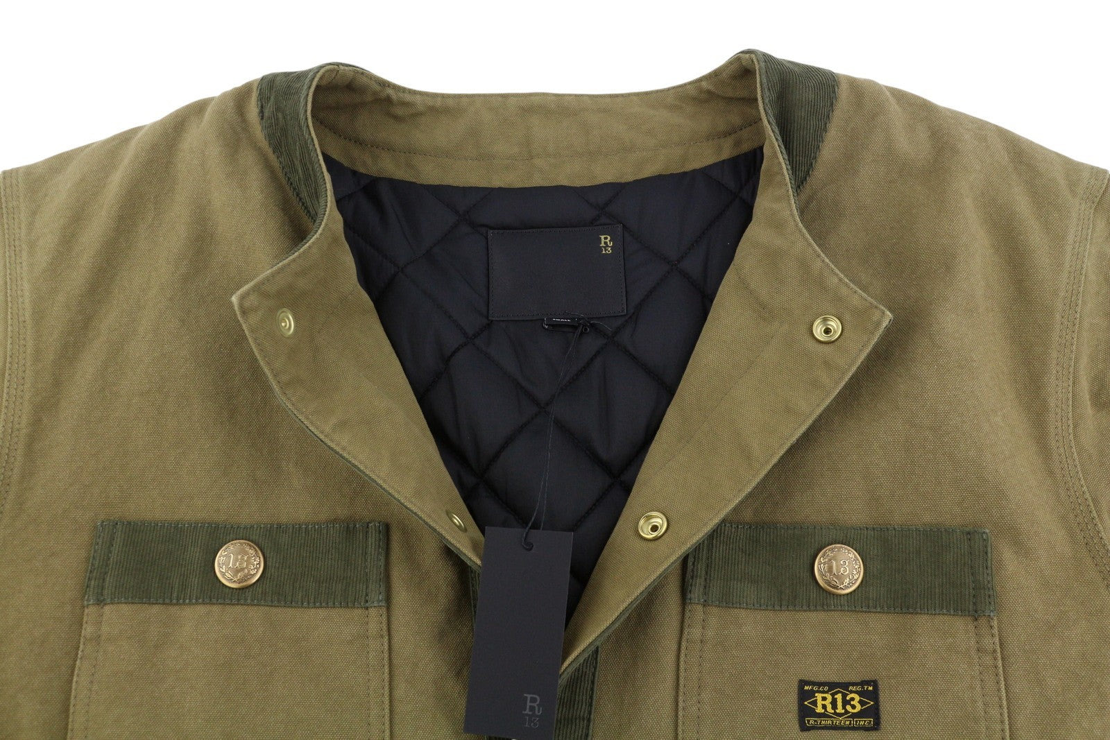 R13 Cord Trimmed Chore Women Jacket S Dusky Tan Canvas Relaxed FW25 RRP1699
